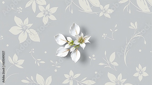 Wallpaper Mural Delicate White Flower Embellishment Torontodigital.ca
