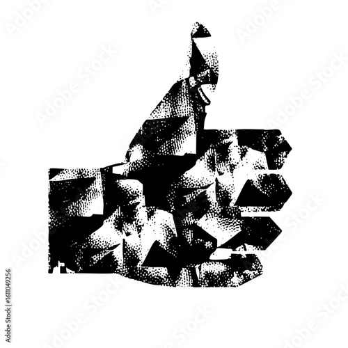 Vector Monochrome vector of a hand giving a thumbs-up gesture.