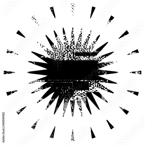 Vector Abstract burst with spiky rays and central void.