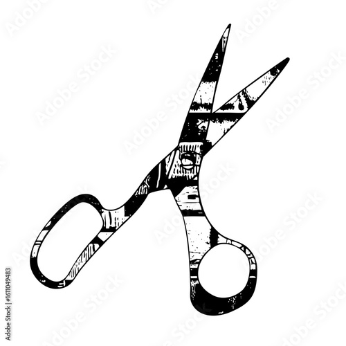 Vector Detailed of open cutting shears.