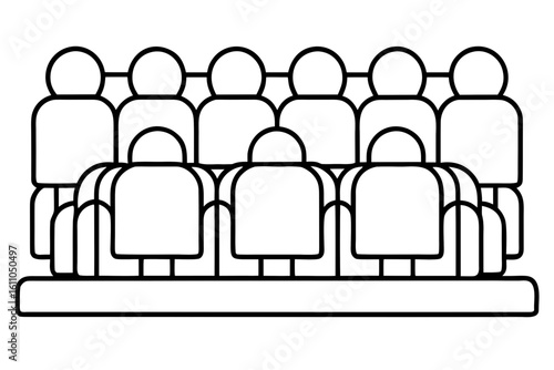 Audience Seating with Figures Coloring Page - Printable Public Seats