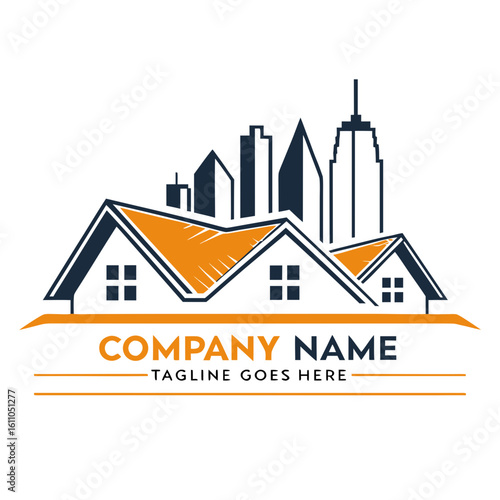 Real Estate and City Skyline Logo Vector Template - Modern Property, Urban Construction, and Housing Branding Design