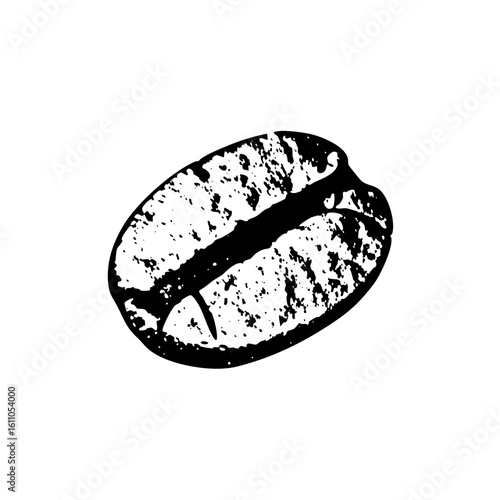 Vector Detailed of a single coffee bean with textured shading.