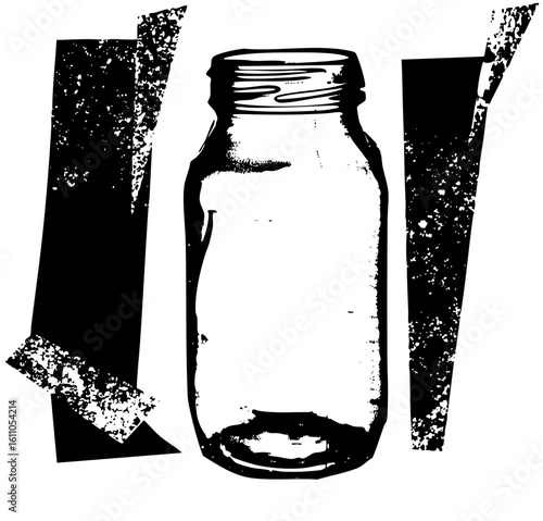 Vector Vintage glass bottle with distressed tape accents.