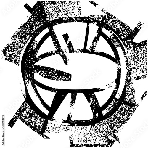 Vector Abstract clockwork mechanism with bold lines.