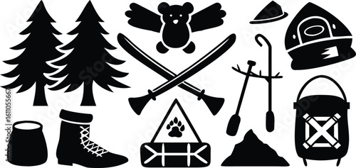 Forest camping equipment and hiking boot trees