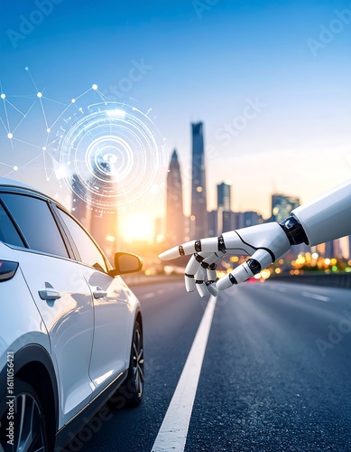 AI-powered car on city road