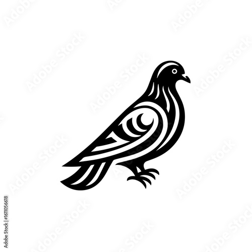 A pigeon with tribalstyle wing patterns
