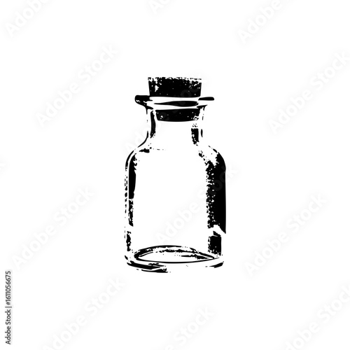 Vector Vintage glass bottle with cork stopper .