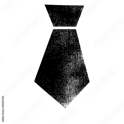 Vector Elegant black necktie with halftone texture.