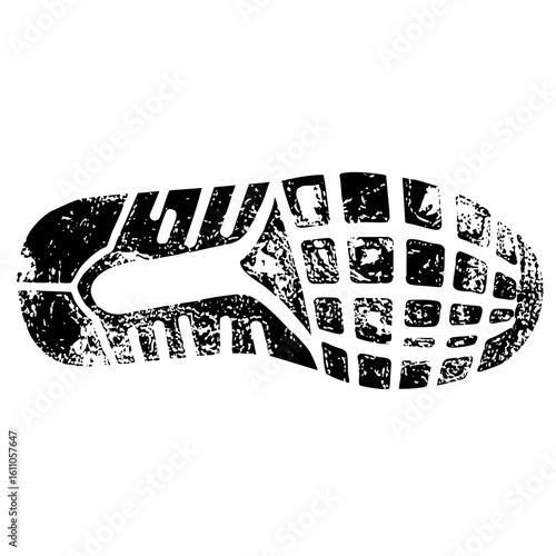 Vector Detailed footprint of a running shoe sole.