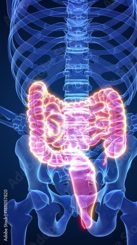 Human intestine discomfort medical concept
