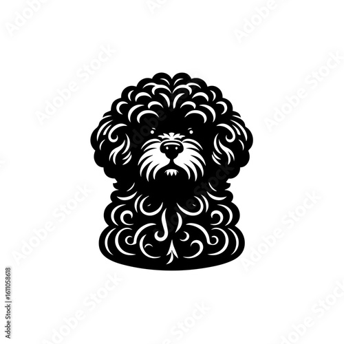 Fluffy dog head with curly fur