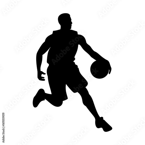 Minimalist basketball art, black