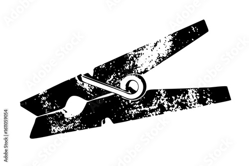 Vector Detailed black clothespin with spring mechanism