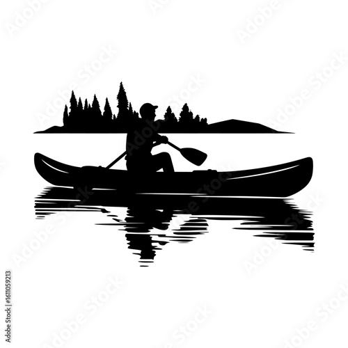 Black canoe kayak art, outdoor