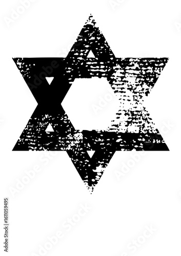 Vector Distressed black Star of David .