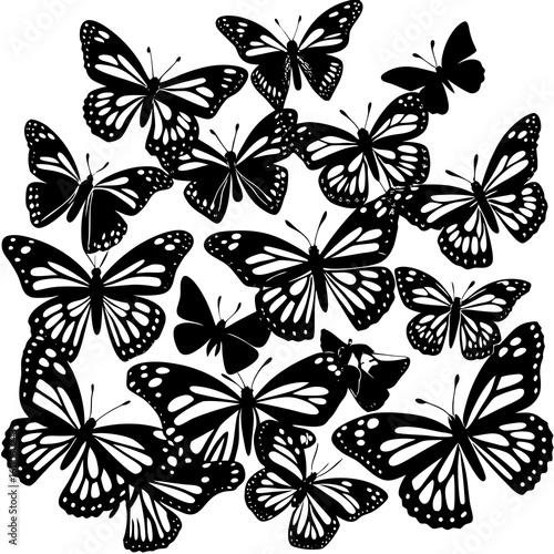a cut Monarch butterfly silhouettes collections silhuette vector art illustration on white background