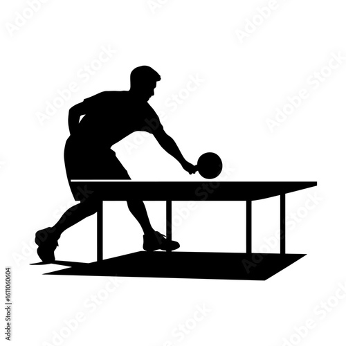 Ping Pong Player Silhouette, Sport Vector