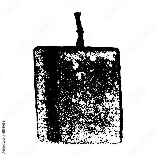 Vector Black silhouette of a rectangular candle with a wick.