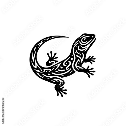 Stylized lizard with tribal patterns