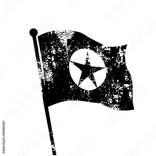 Vector Distressed flag with a central star emblem.