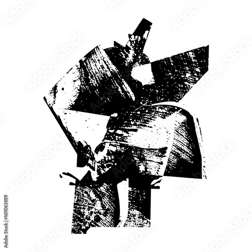 Vector Abstract geometric figure of a musician playing a stringed instrument.