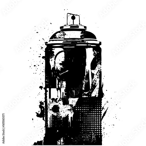 Vector Detailed spray can with splatter effects.