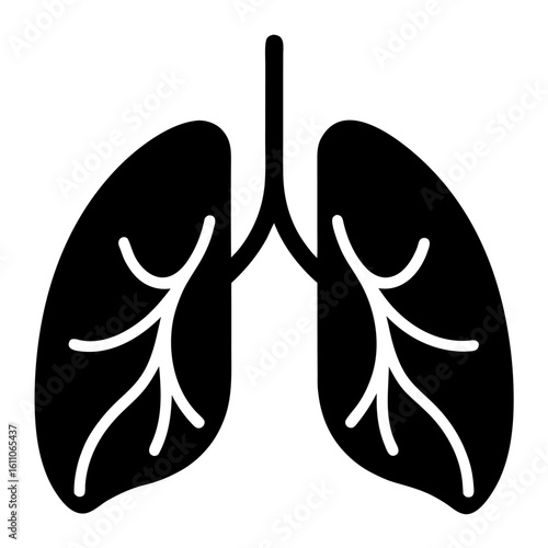 Man's lungs vector illustration silhouette on white