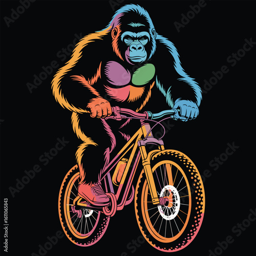 Young cyclist on a mountain bike silhouette with wheels spinning fast