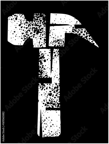 Vector Stylized hammer and sickle with distressed texture.