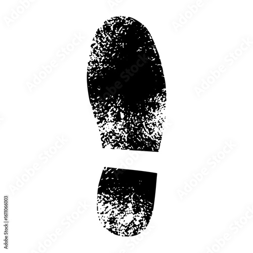 Vector Black Footprint with Textured Sole