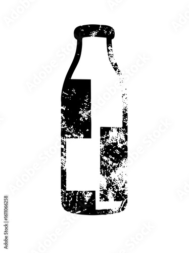 Vector Abstract milk bottle with distressed texture.