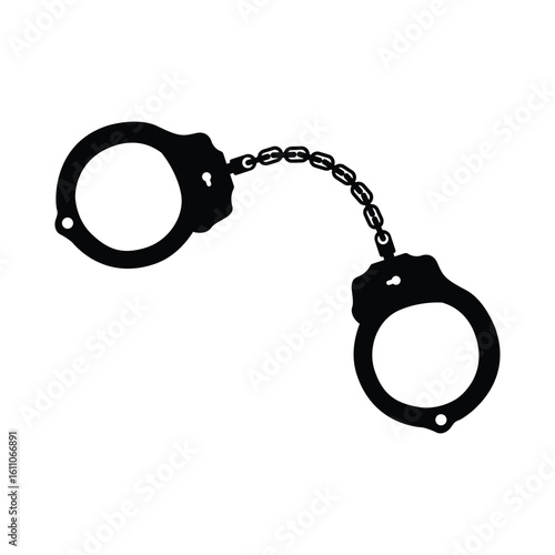 Handcuffs Silhouette. Black and White Icon Design Elements on Isolated White Background