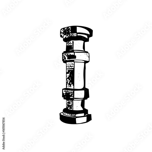 Vector Detailed architectural column with ornate carvings.