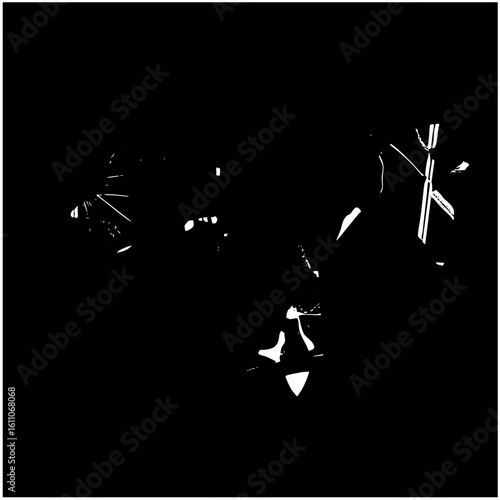 Vector Stylized arrow with feather fletching and decorative details points upwards.