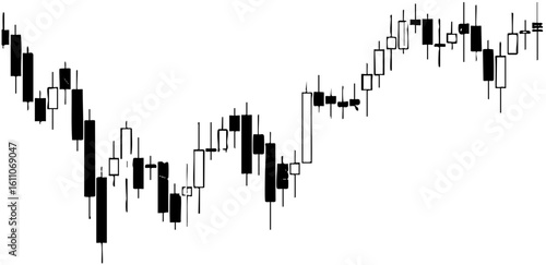 Vector Financial candlestick chart illustrates market trends and price fluctuations.