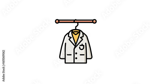 Lab coat hanging on hook icon