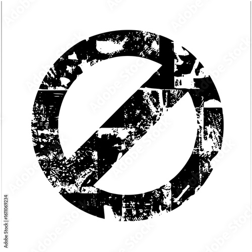 Vector Abstract prohibition symbol featuring a circle with a diagonal slash.
