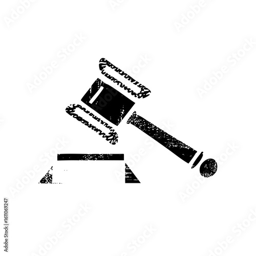 Vector Black gavel strikes a sound block symbolizing justice and legal proceedings.