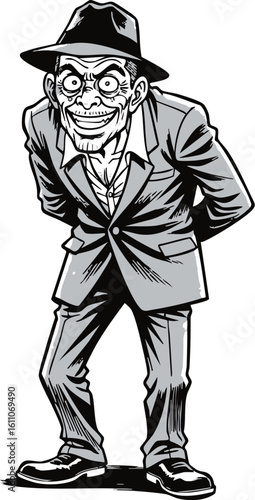 劇画風 ギャグじいさん 漫画素材 白黒