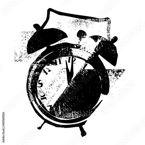 Vector Vintage alarm clock with ringing bells.