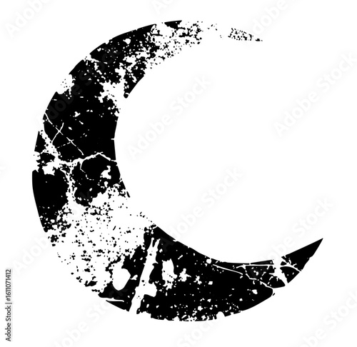 Vector Distressed moon with a grunge texture.