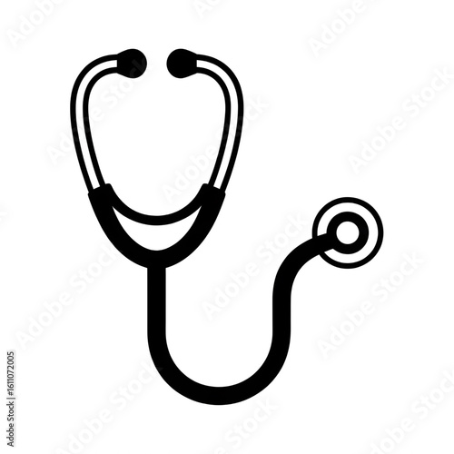 A black and white stethoscope illustration vector style coloring page 