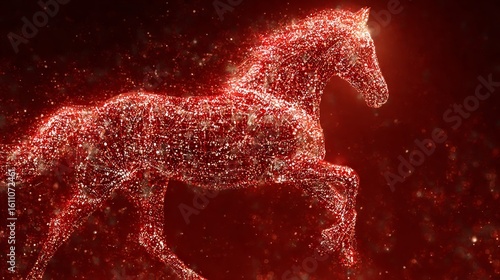 Holiday theme with glowing fire horse