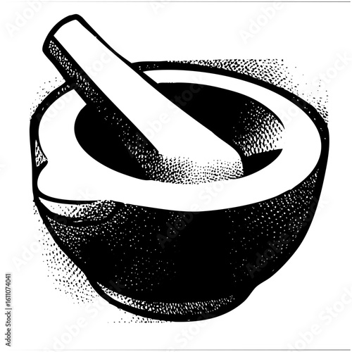 Vector Vintage mortar and pestle for apothecary concepts.