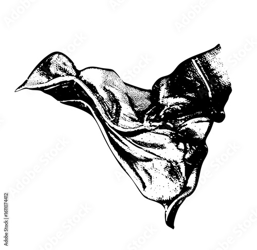 Vector Dramatic flowing fabric drapery .
