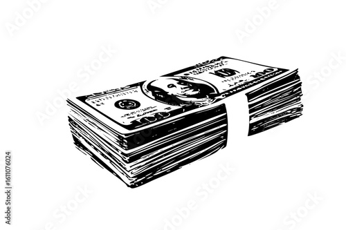 Vector Stacked Currency with Prominent Portrait