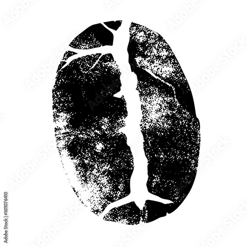 Vector Monochrome coffee bean with textured details.
