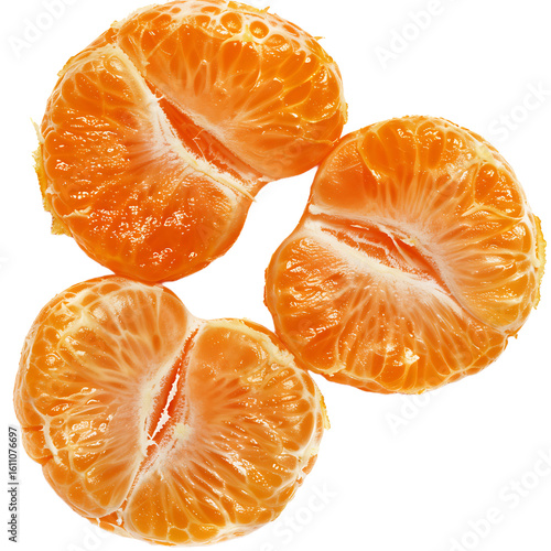 Sliced Mandarin Oranges Displayed on a White Background